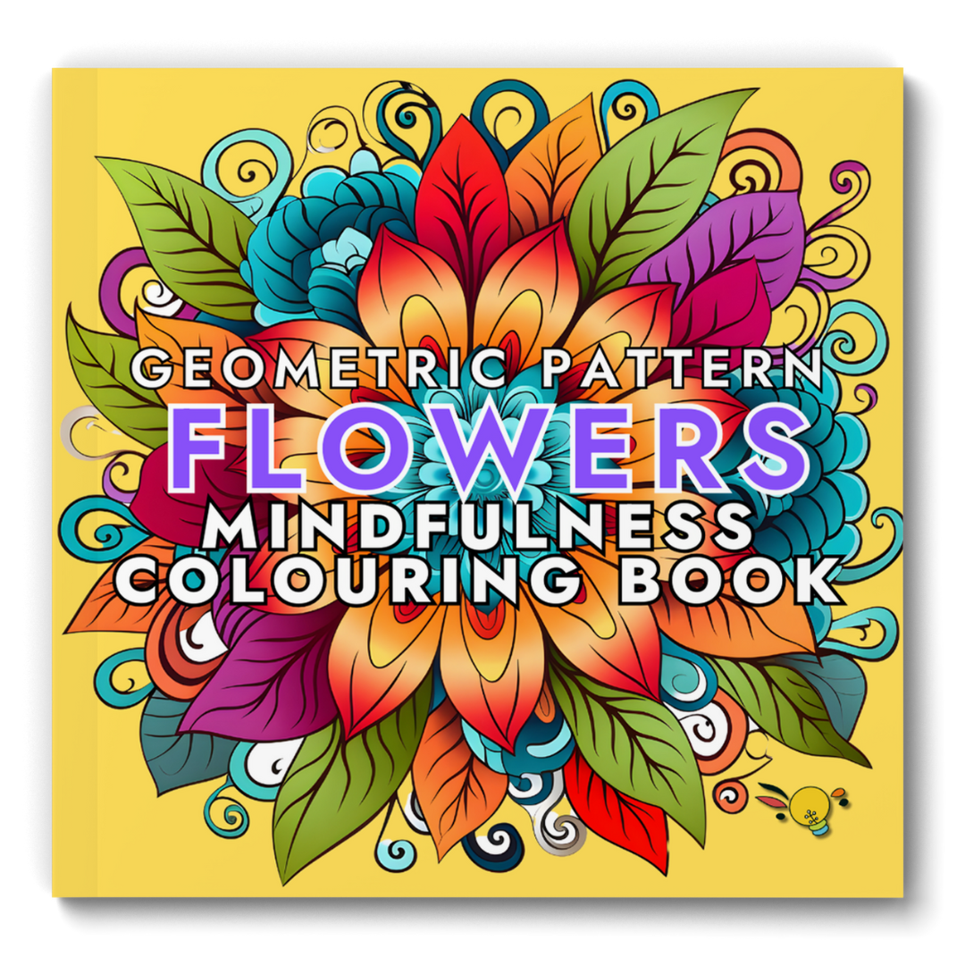 Geometric Pattern Flowers Mindfulness Colouring Book