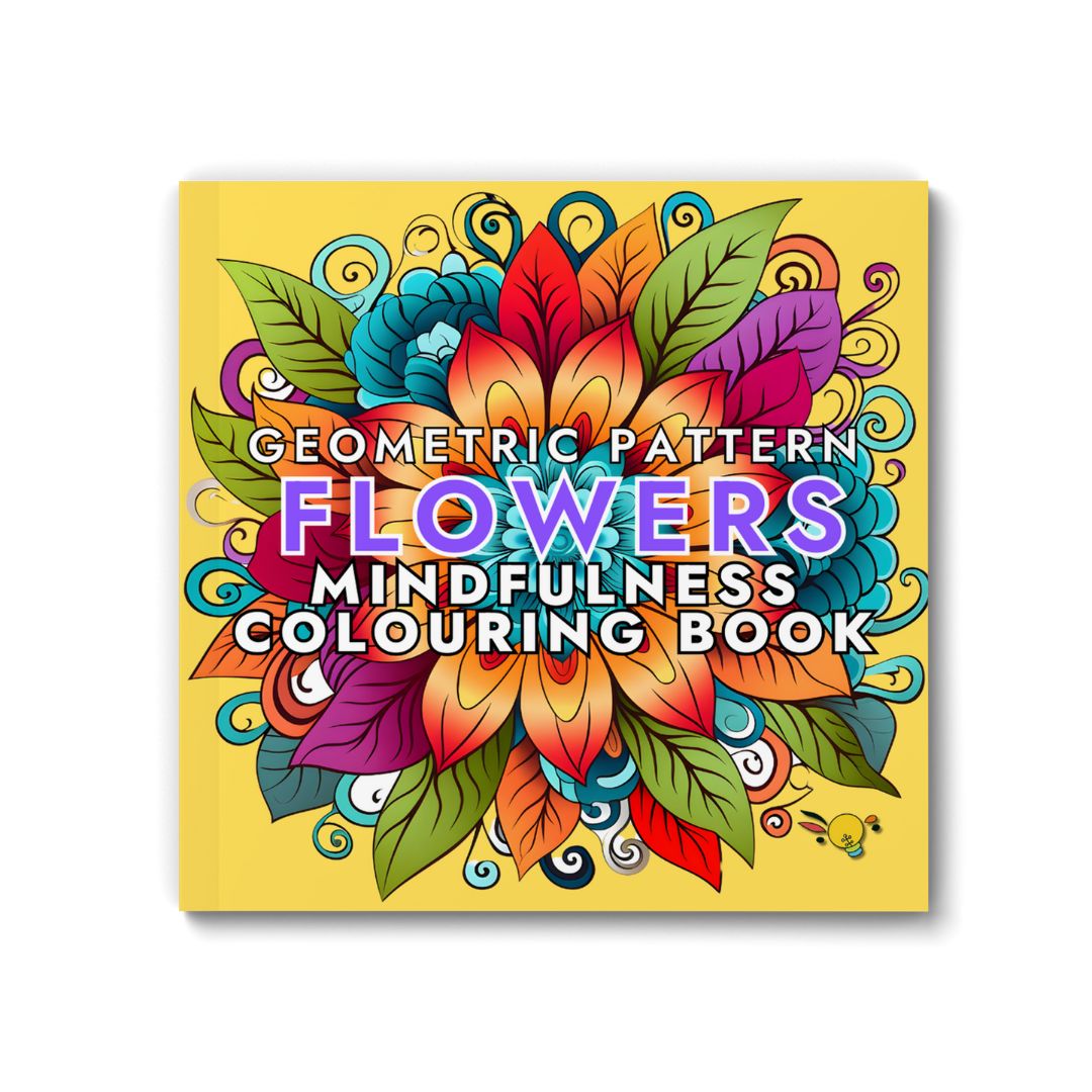 Geometric Pattern Flowers Mindfulness Colouring Book