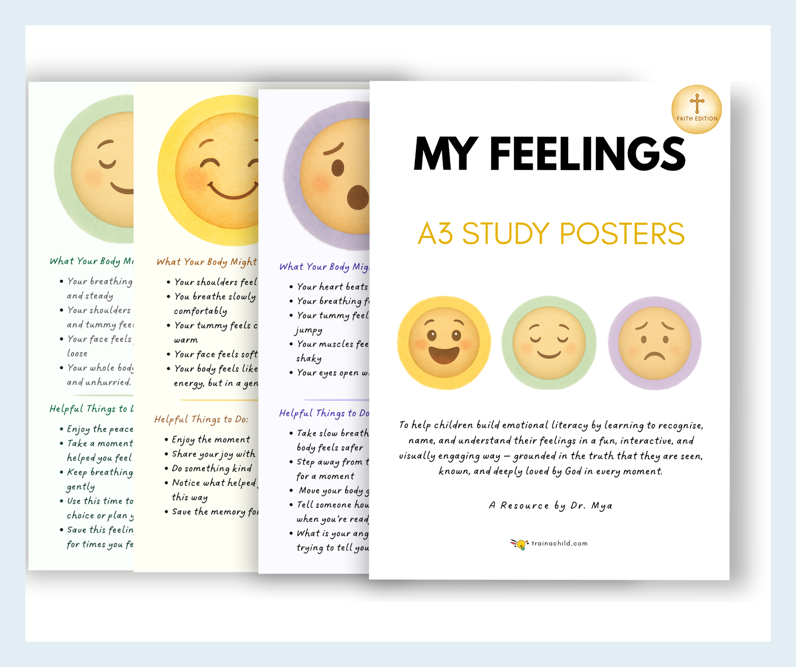 My Feelings – A3 Emotion Posters (12-Poster Set) Faith Edition