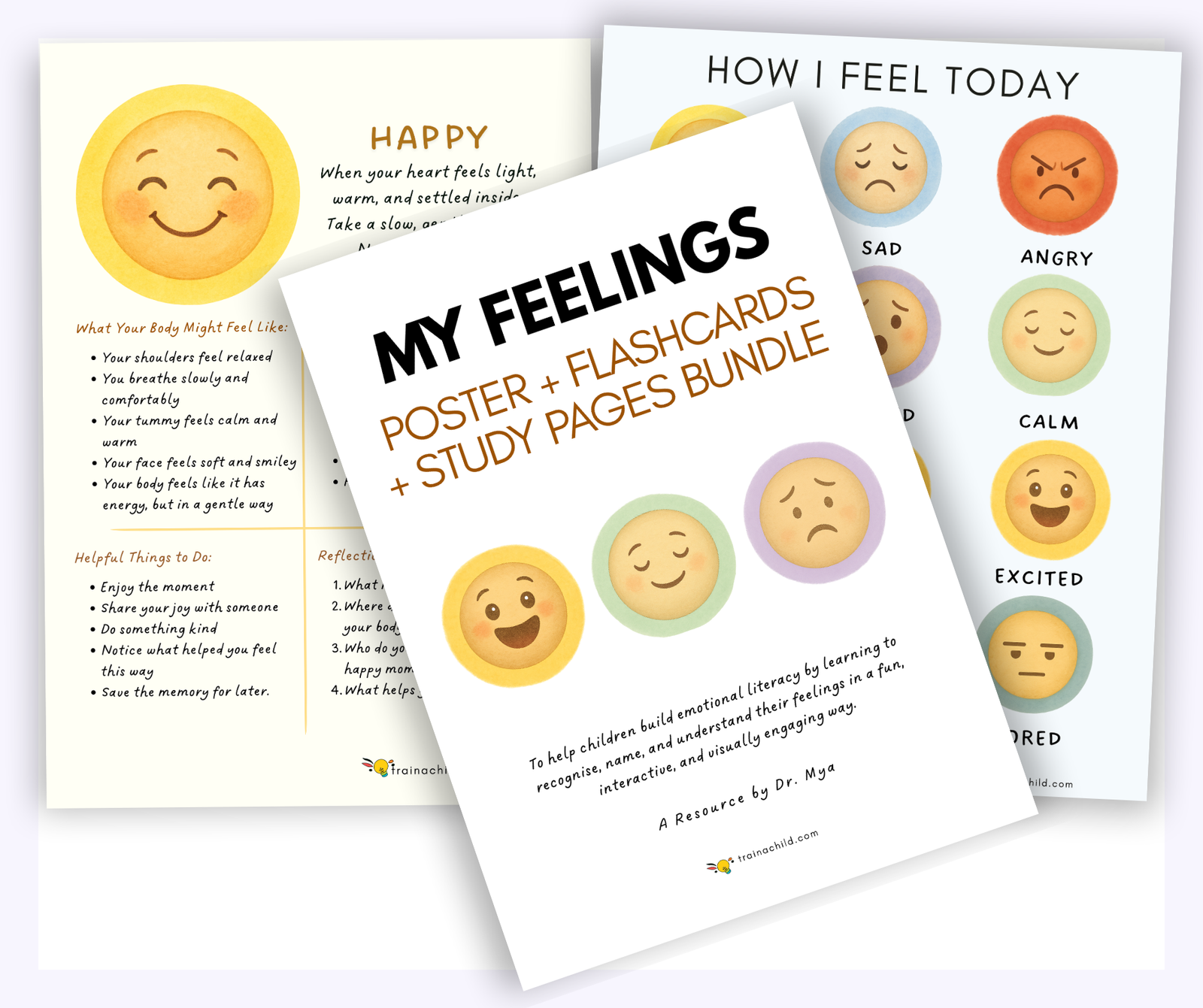 My Feelings – Poster + Flashcards + Study Pages Complete Bundle