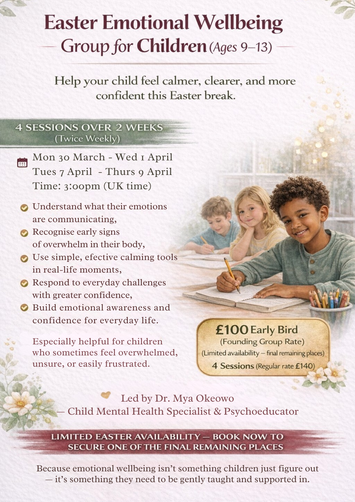 Easter Emotional Reset Programme (Ages 9 - 13)